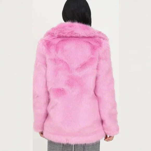 Pink Glamourous Women's Elegant Faux fur Coat Size 6 NWT - Picture 4 of 7